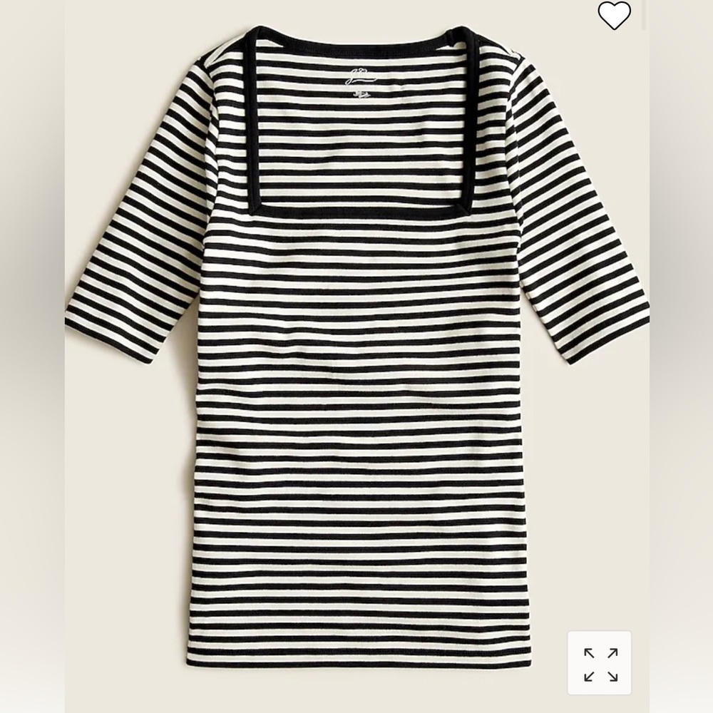 NWOT J. Crew Perfect-fit elbow-sleeve squareneck T-shirt in stripe